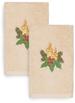 Christmas Embroidered Hand Towels - Set of 2