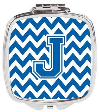 CJ1056-JSCM Letter J Chevron Blue & White Compact Mirror