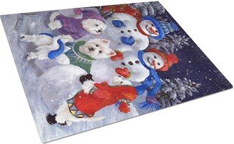 PPP3135LCB Westie Snowpeople Glass Cutting Board