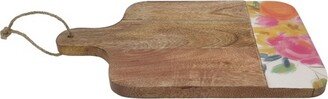 Wood 13 in. Brown Everyday Floral Cutting Board