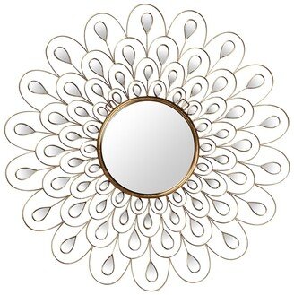 Flower Burst Bling Round Wall Mirror