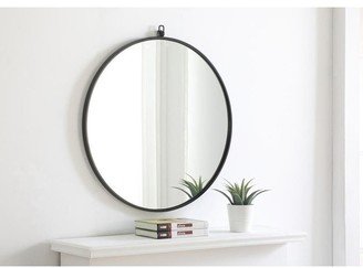 Strick & Bolton Patti Metal 28-inch Round Mirror with Decorative Hook