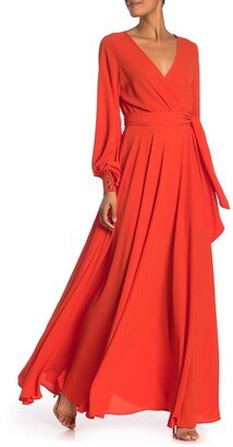 MEGHAN LA Lilypad Surplice Maxi Dress