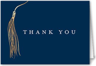 Thank You Cards: Drawn Tassel Thank You Card, Blue, 3X5, Matte, Folded Smooth Cardstock