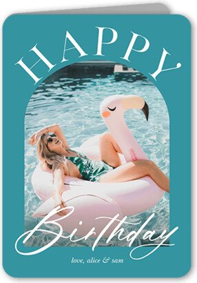 Birthday Greeting Cards: Pleasantly Framed Birthday Card, Blue, 5X7, Matte, Folded Smooth Cardstock, Rounded