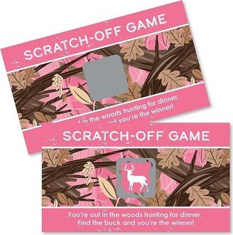 Big Dot of Happiness Pink Gone Hunting - Deer Hunting Girl Camo Baby Shower or Birthday Party Game Scratch Off Cards - 22 Count