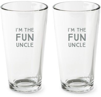 Pint Glasses: Fun Uncle Pint Glass, Etched Pint, Set Of 2, White