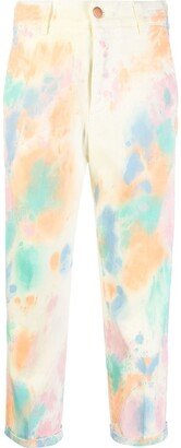 PT Torino Abstract-Print Pressed-Crease Cropped Trousers