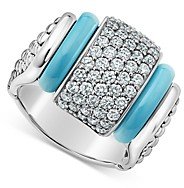 Blue Caviar & Diamond Sterling Silver Statement Ring