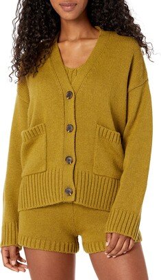 Women's Brigitte Chunky Button Front Pocket Ribbed Cardigan-AA