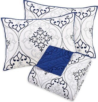 Modern Heirloom Chambers 3-Piece Geo Embroidery Queen Quilt Set