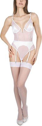 MeMoi Women's Bette Swiss Dot Thong-Style Bodysuit