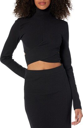 Porsha Williams x Women's Black Twisted Waist Knit Top