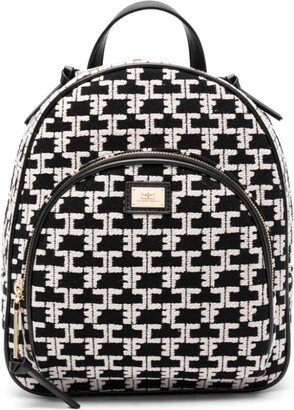 Monogram-Pattern Logo-Plaque Backpack