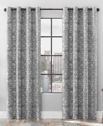 Scott Living Osaka Inverted Brushstrokes Cotton Blend 100% Blackout Grommet Curtain Panel, 50 x 96