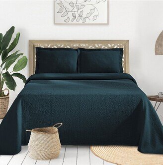 Jacquard Matelasse Cotton Medallion Bedspread Set-AB