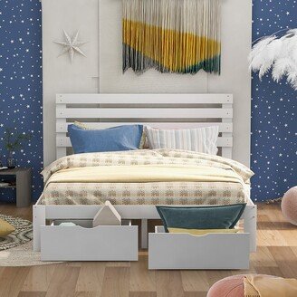 Simple and Modern Design Queen Size Platform Bed with Drawer