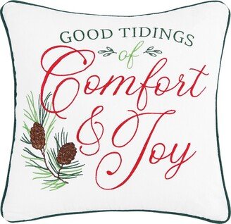 Comfort & Joy Embroidered Throw Pillow