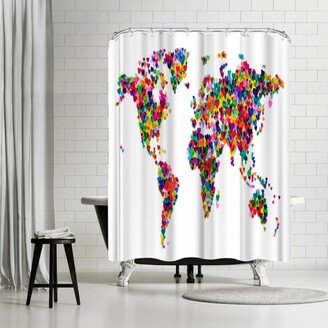 71 x 74 Shower Curtain, Word Map Heart 2 by Michael Tompsett - Art Pause