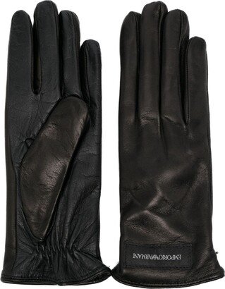 Logo-Patch Leather Gloves