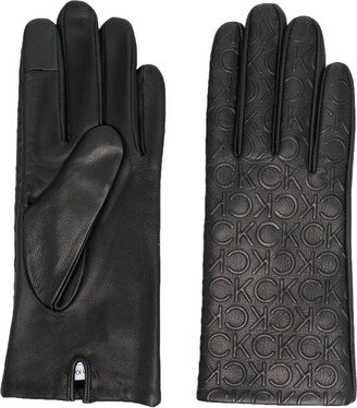 Logo-Embossed Leather Gloves