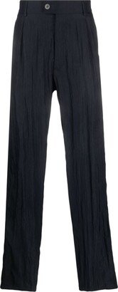 Crinkled-Finish Straight-Leg Trousers