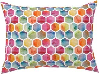 Pillows: Watercolour Hexagons - Multi Pillow, Woven, White, 12X16, Double Sided, Multicolor