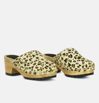 Rag & Co Acer Fine Suede Printed Leopard Clog Slides