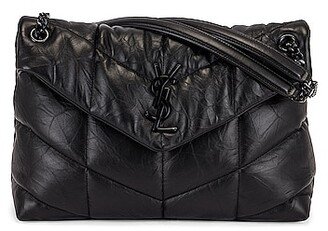 Medium Loulou Puffer Chain Bag in Black