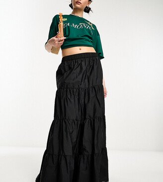 tiered maxi skirt in black