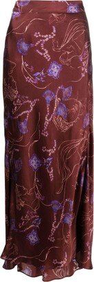 Graphic-Print Silk Maxi Skirt