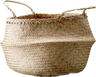 Storied Home Handwoven Seagrass Basket Storage with Handles and Zig-zag Design, Natural