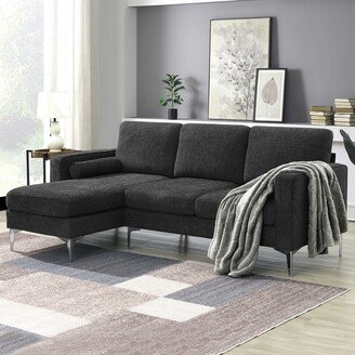 RASOO 86'' Chenille Sectional Sofa with Reversible Chaise, Comfortable Couch for 4 People, 2 Pillows Included