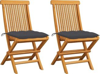 Patio Chairs with Anthracite Cushions 2 pcs Solid Teak Wood