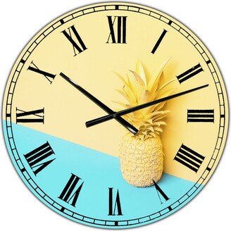 Designart Pink and Blue Pineapple Large Modern Wall Clock - 36