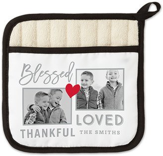 Pot Holders: Blessed Loved Thankful Pot Holder, White