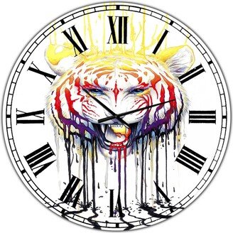 Designart Wild Tiger Color Rage Large Cottage Wall Clock - 36 x 36