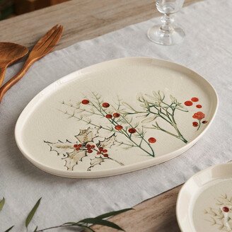 Holly Debossed Ceramic Serving Platter