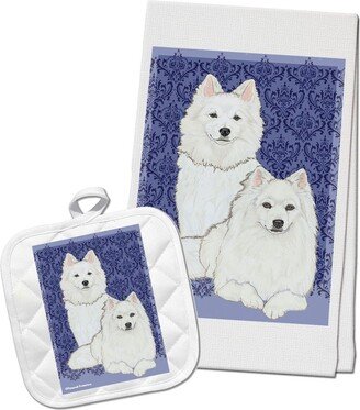 American Eskimo Kitchen Dish Towel & Pot Holder Gift Set