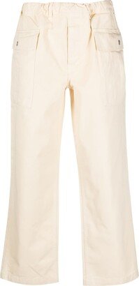 Elasticated-Waist Cropped Cotton Trousers