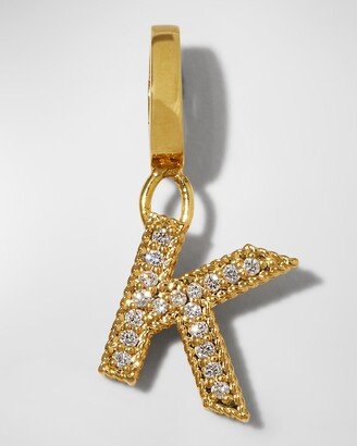 18k Gold & Diamond Letter K Charm