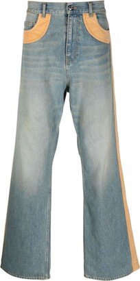 BLUEMARBLE Velvet-Panelling Mid-Rise Bootcut Jeans