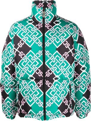 Monogram-Pattern Padded Jacket-AA