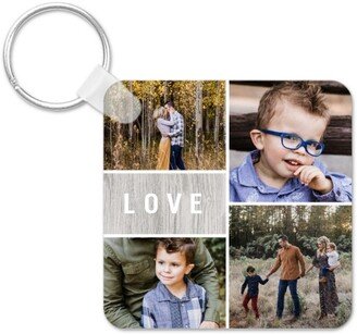 Key Chains: Texture Grid Love Key Ring, Square, Gray