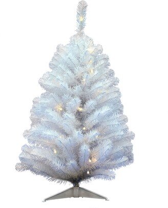 3 ft Crystal White Spruce Artificial Christmas Tree With 50 Warm White Led Lights