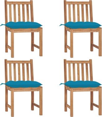 Patio Chairs 4 pcs with Cushions Solid Teak Wood - 19.7'' x 20.9'' x 35.4''-AB