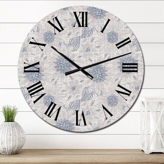 Designart 'Vintage Blue Farmhouse Flower VI' Patterned wall clock