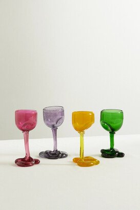 Set Of Four Recycled-glass Wine Glasses - Multi