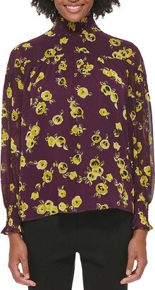 Petites Womens Causal Floral Pullover Top