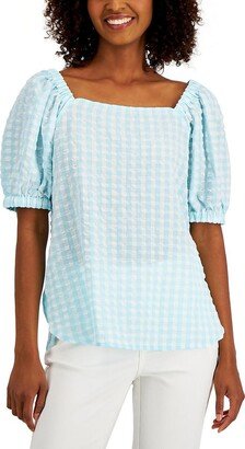 Petites Womens Off Shoulder Stretch Pullover Top